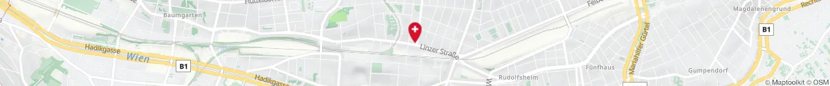 Kartendarstellung des Standorts für Apotheke zum grünen Kreuz in 1140 Wien